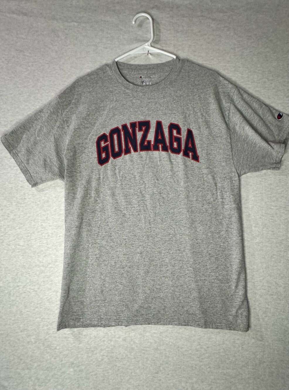 Champion Gonzaga Bulldogs Arch Logo Heather Gray T-Shirt - Picture 1 of 8